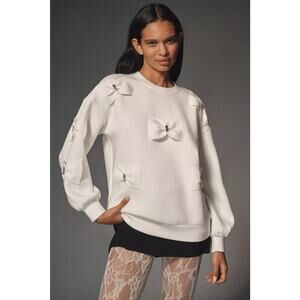 Anthropologie Maeve Bow Sweatshirt White Size XS